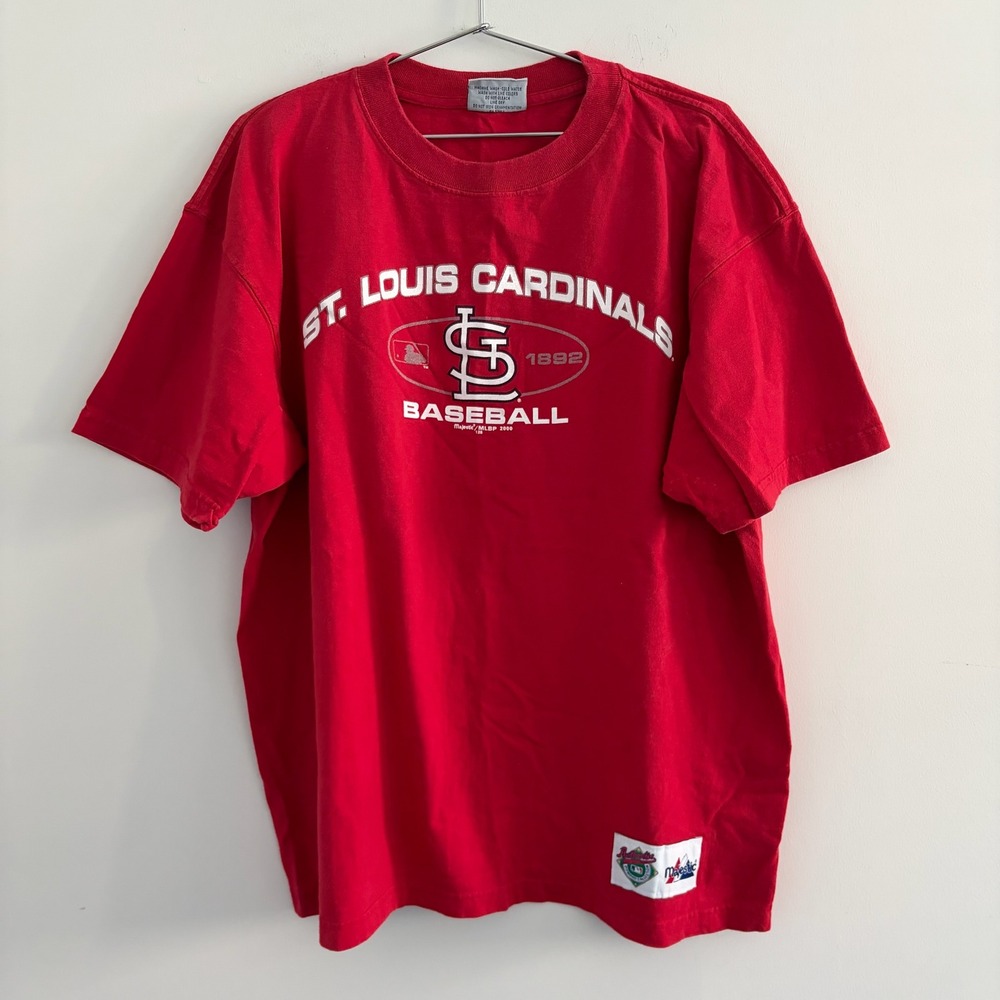 Majestic St Louis Cardinals Baseball T Shirt Red Mens XL Vintage 2000